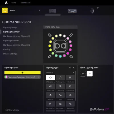 Control de iCUE del CORSAIR HYDRO-X XC7 RGB PRO