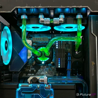 Detalle de la refrigeracion liquida custom