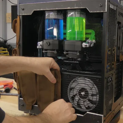 Instalacion del cover textil para los cables de la fuente de alimentacion