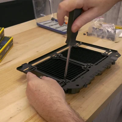 Montaje de doble radiador en el soporte