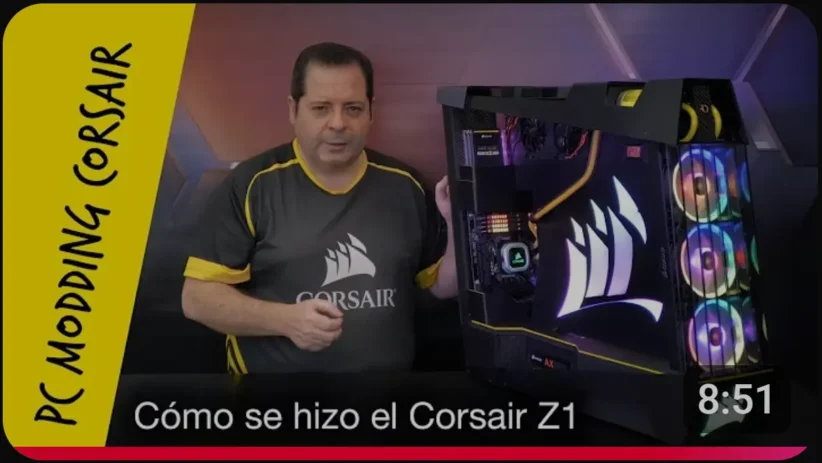 Portada del video de youtube de la construcción del PC mod Z1 de Corsair